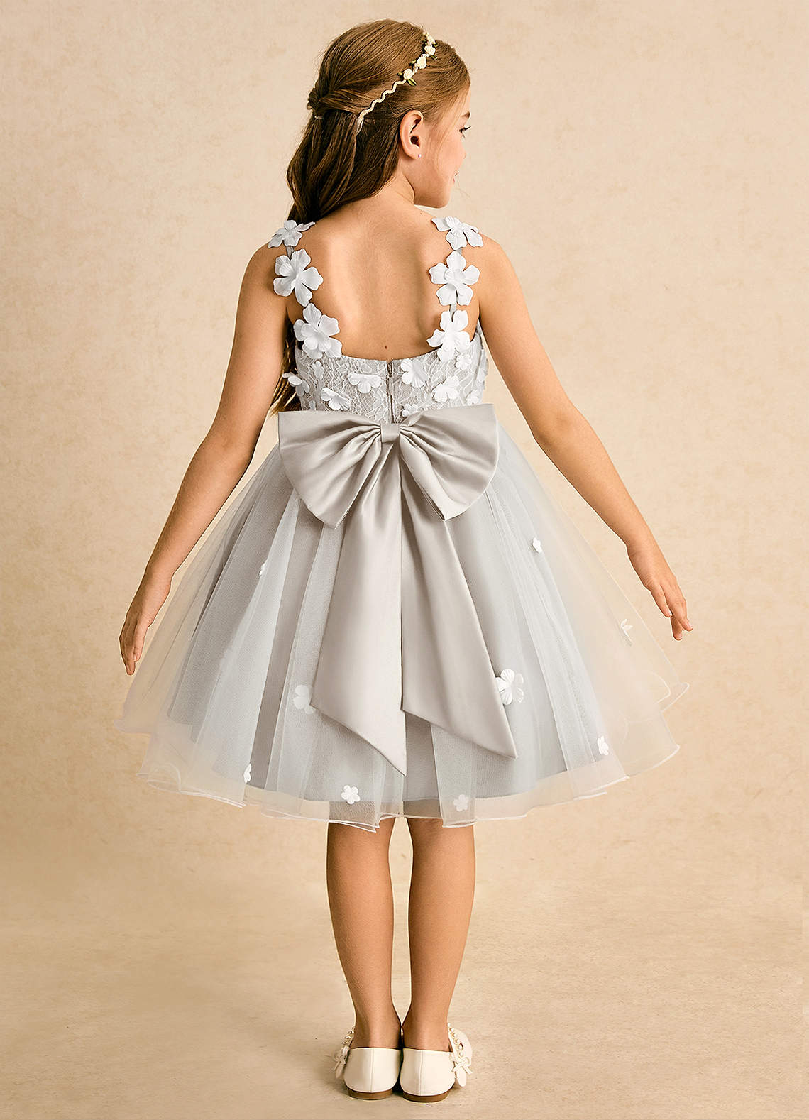 Azazie Junebug Flower Girl Dresses Ivory Frost Ball-Gown Lace Tulle Dress image1