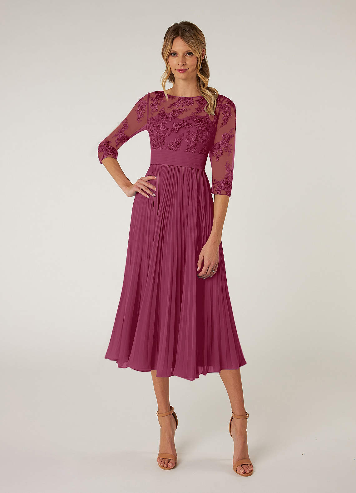Azazie Tutu Mulberry A-Line Boatneck Lace Chiffon Dress Ready to Ship |  Azazie