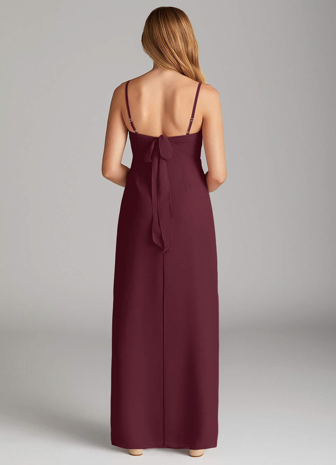Azazie Mai Junior Cabernet Sheath Pleated Chiffon Dress image1