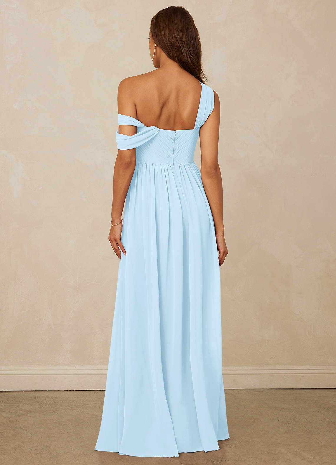 Christian Siriano Bridal for Azazie 1014 Bridesmaid Dresses Draped One-Shoulder Chiffon A-line Dress image2