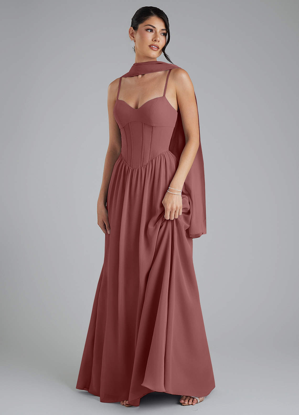 desert rose chiffon dress Swatch