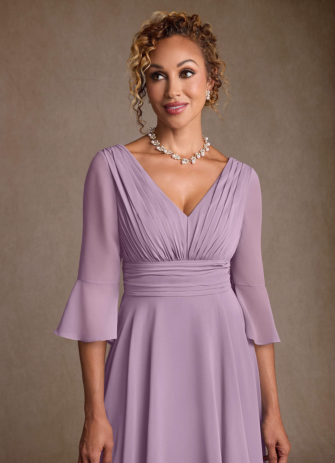 Azazie Eire Mother of the Bride Dresses Wisteria A-Line Pleated Chiffon Dress image4