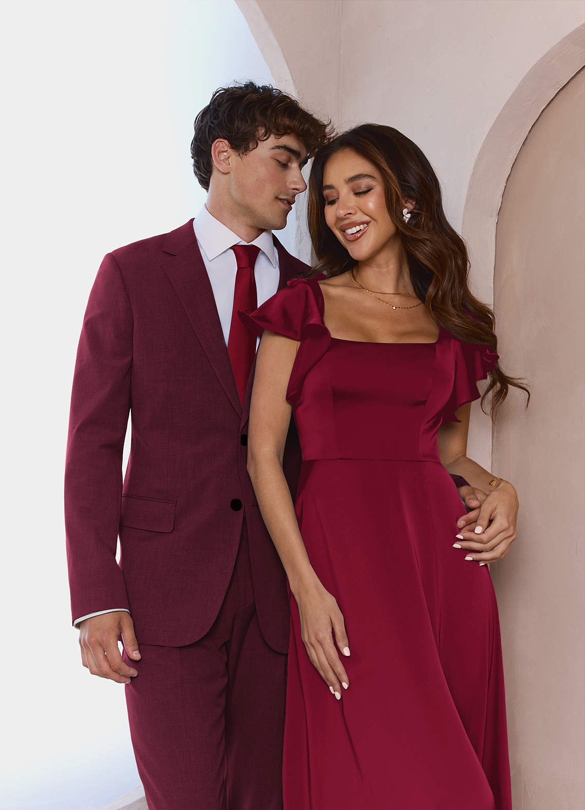 front James Burgundy Structured Stretch Suit