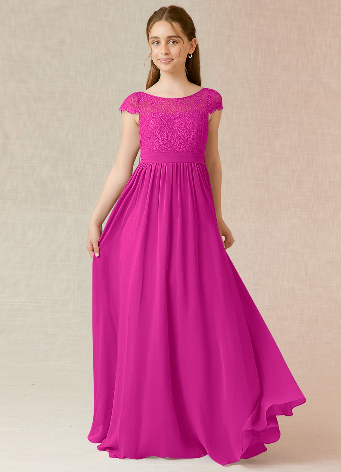 Azazie Silvermist Junior Robe de demoiselle d'honneur en Fuchsia