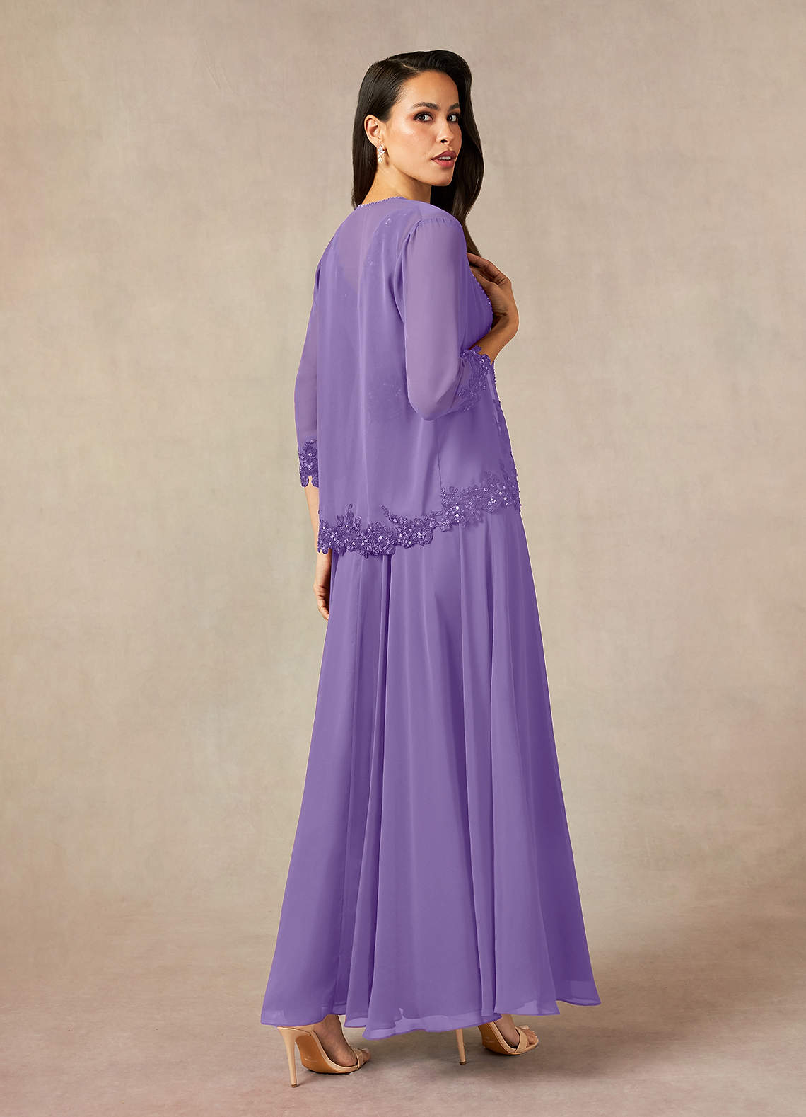 Azazie Devana Abiti per la Madre della Sposa Abito A-Line in Chiffon Lustrini Tahiti image10