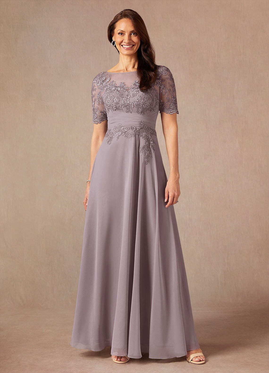 Azazie Raissa Abiti per la Madre della Sposa Abito A-Line in Chiffon Pizzo Dusk image1
