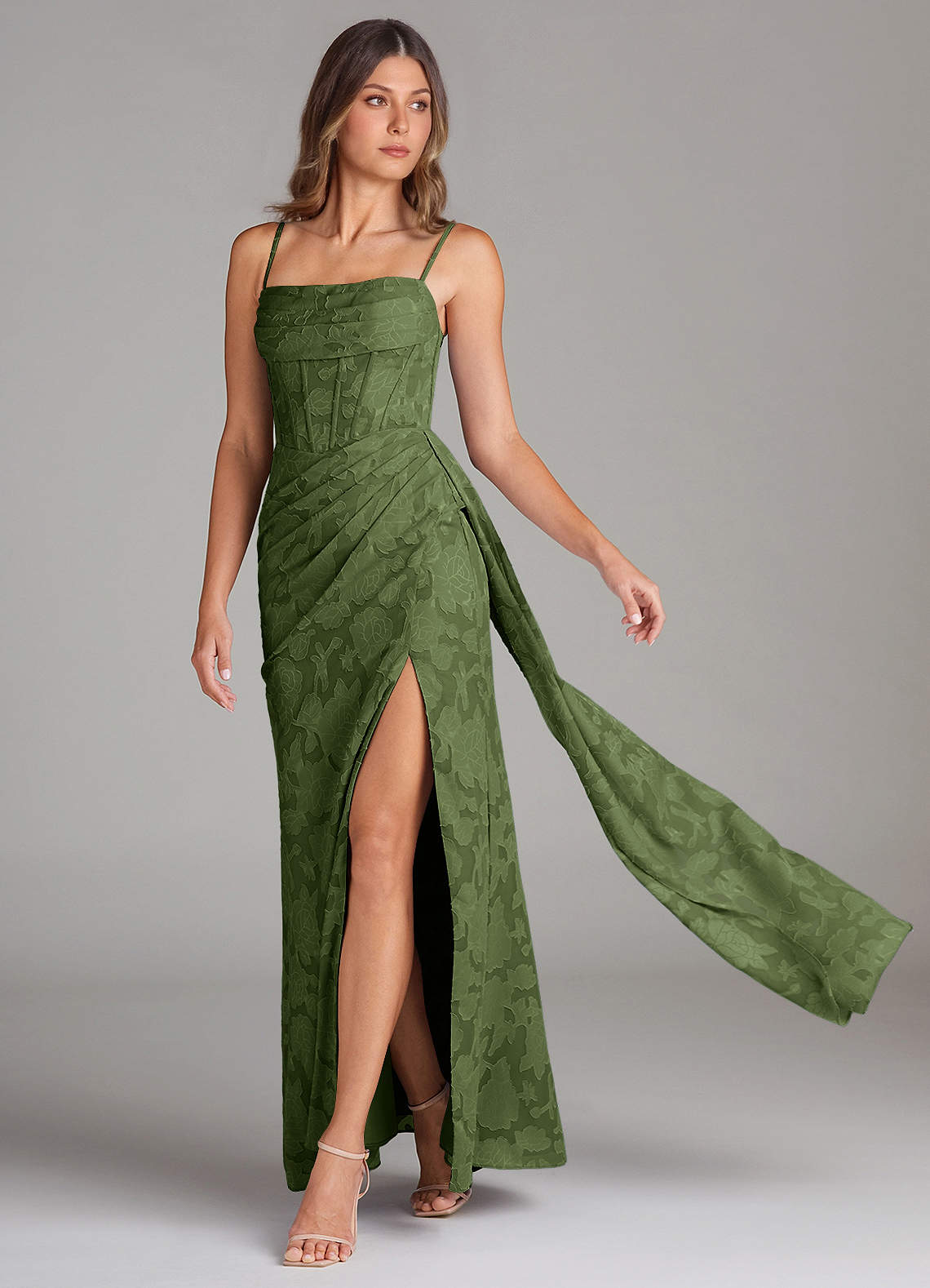 giada pleated dress in green grass amur Giada Pleated Dress AMUR