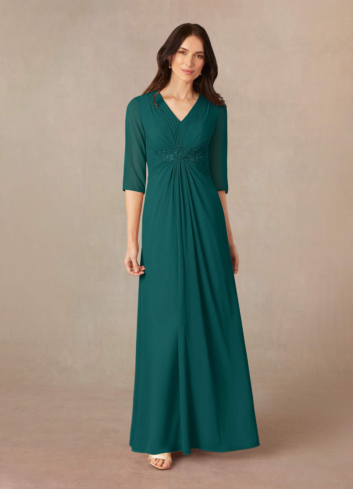 Azazie Yessica Mother of the Bride Dresses Peacock A-Line Sequins Chiffon Dress image1