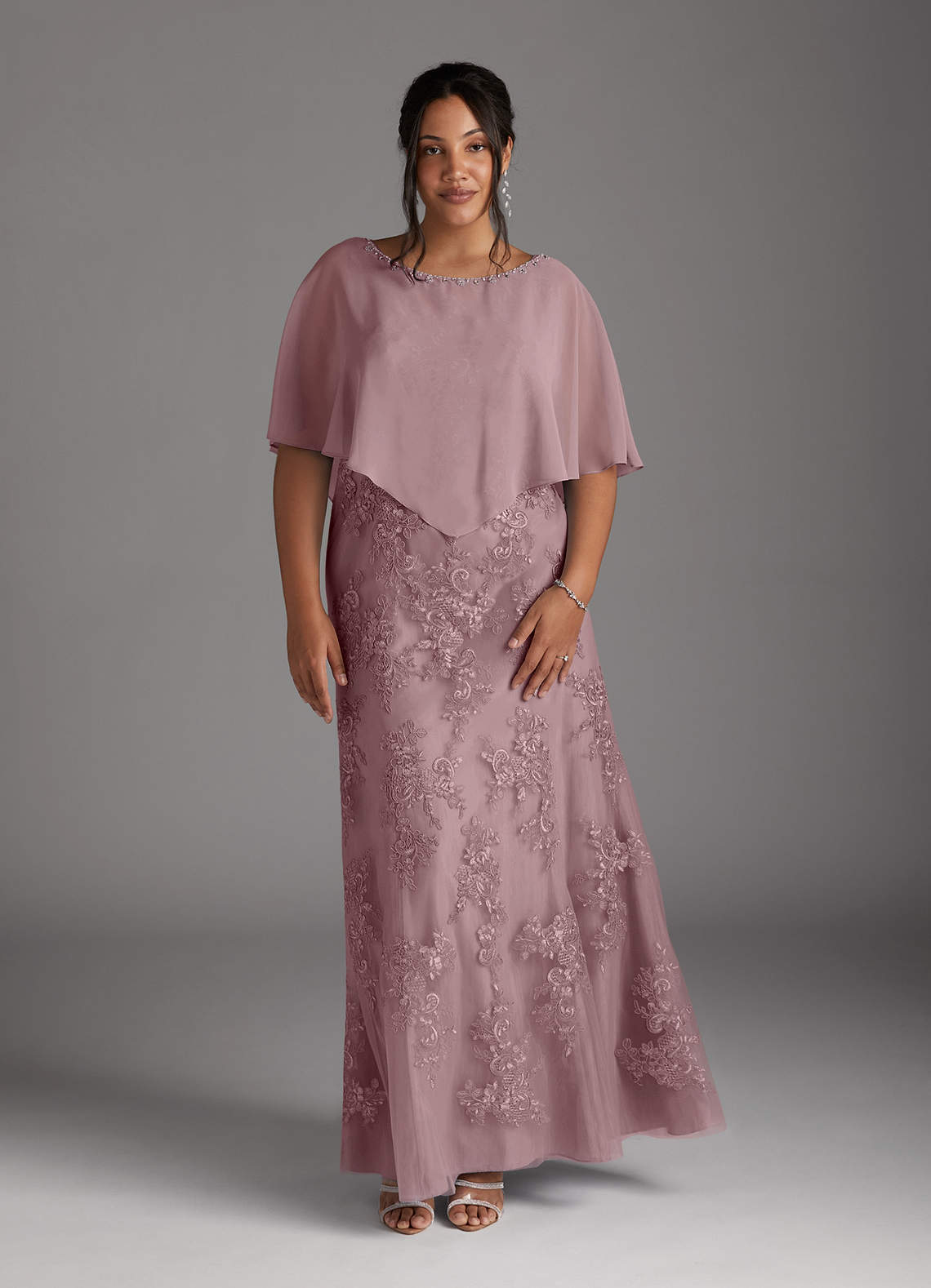 Azazie Whilhelmina Final Sale Dusty Rose Mermaid Lace Chiffon Dress image1