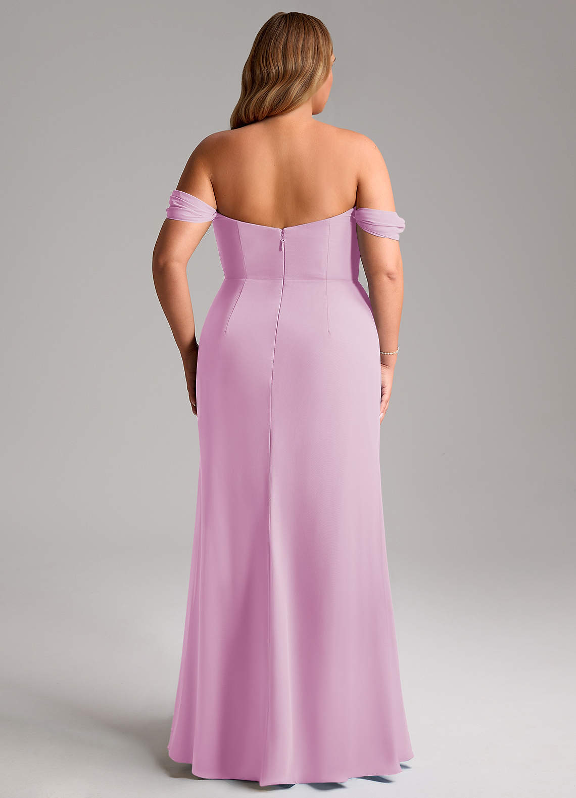 Azazie Saige Vestidos de damas de honor Vestido de Rosa Caramelo de Gasa de Corte en A Convertible con Vestidos sin tirantes image14