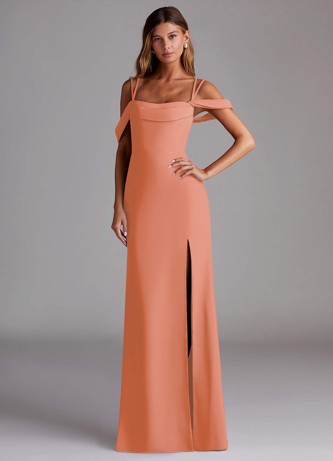 Azazie Callan Bridesmaid Dresses Sunset Mermaid Pleated Chiffon Convertible Dress image1