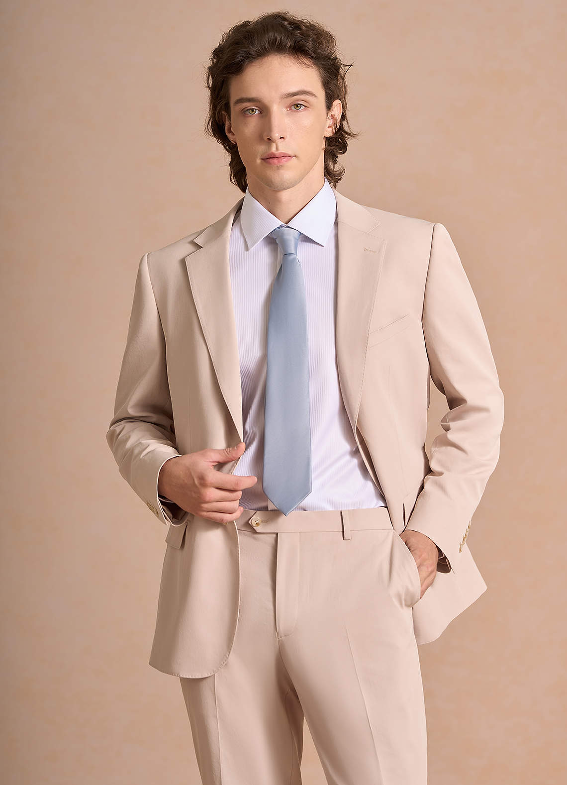 Carter Tan Cotton Linen Blend Suit Jacket | Slim Regular Suit