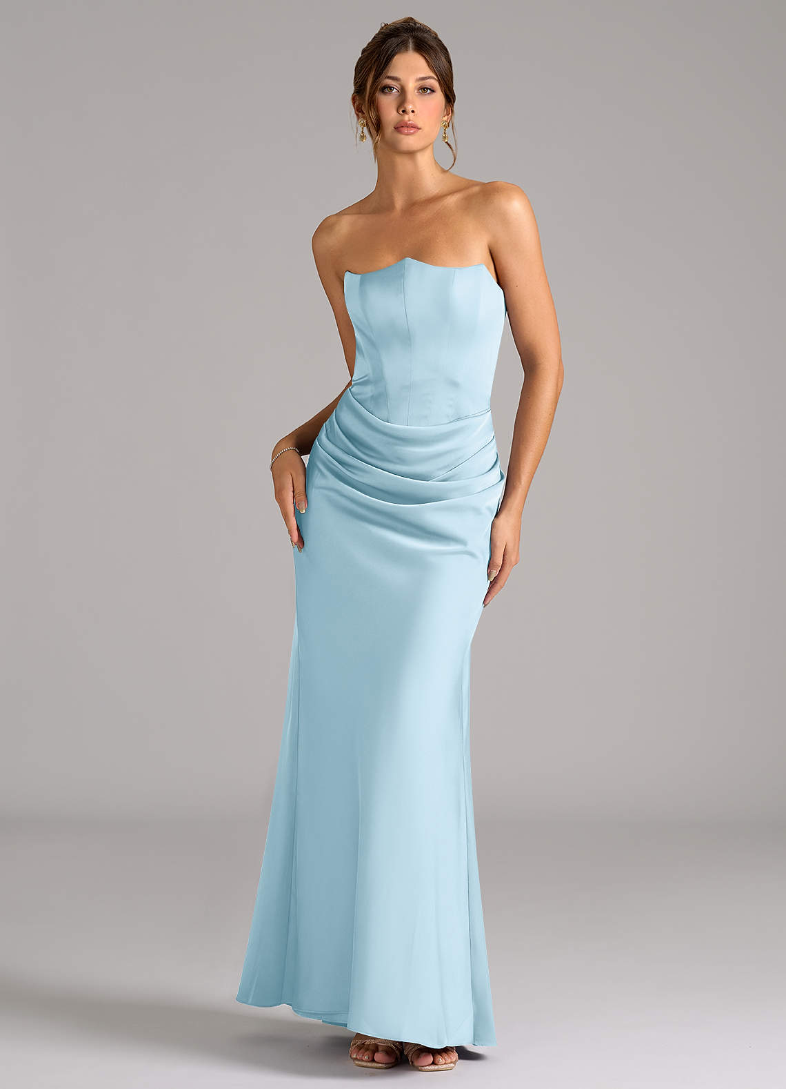 Azazie Debby Bridesmaid Dresses Sky Blue Mermaid Strapless Stretch Satin Convertible Dress image1