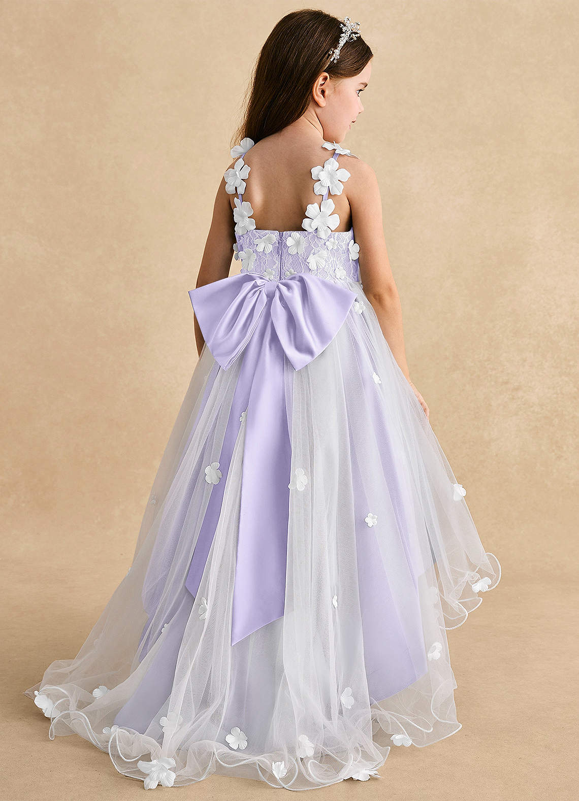 Azazie Celia Flower Girl Dresses Lilac A-Line Lace Tulle Dress image1