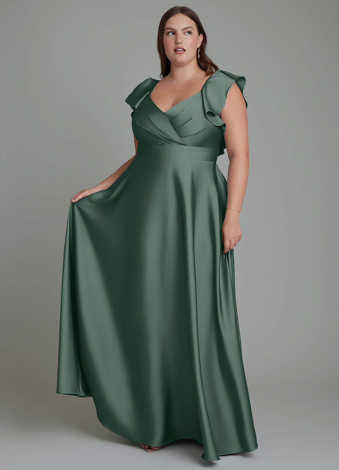 Azazie Leilani Brautjungfernkleider A-Linie Gestreift Stretch-Satin Kleid Seemoos image1