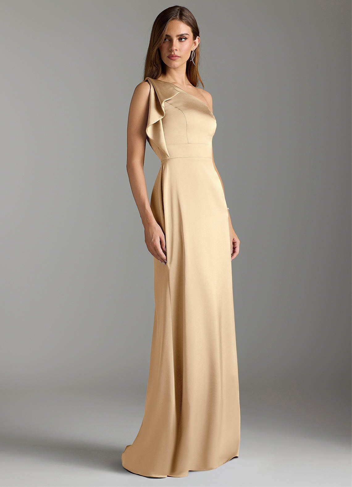 Azazie Rinna Champagne Stretch Satin Bridesmaid Dresses | Azazie Azazie Rinna Champagne Stretch Satin Bridesmaid Dresses | Azazie