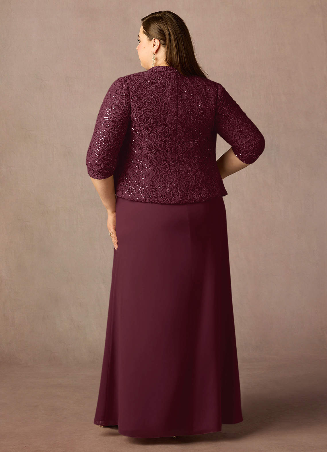 Azazie Cornelia Moeder van de bruid jurken Kolom Jurk van Chiffon Vierkante Halslijn Pailletten Cabernet image15