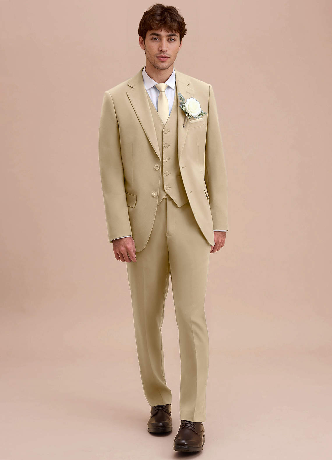 front Ethan Champagne Refined Weave Performance Suit Jacket