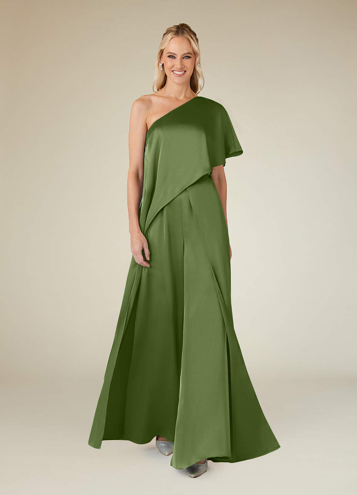 Azazie Hagretta vestidos de madre de la novia Vestido de Enebro de Satén Elástico de Mono/Traje de pantalón image1