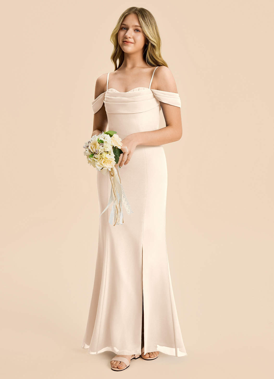 junior bride mermaid dresses Ivory Wedding Dress 2026 Trumpet Cathedral Train Off-the-Shoulder