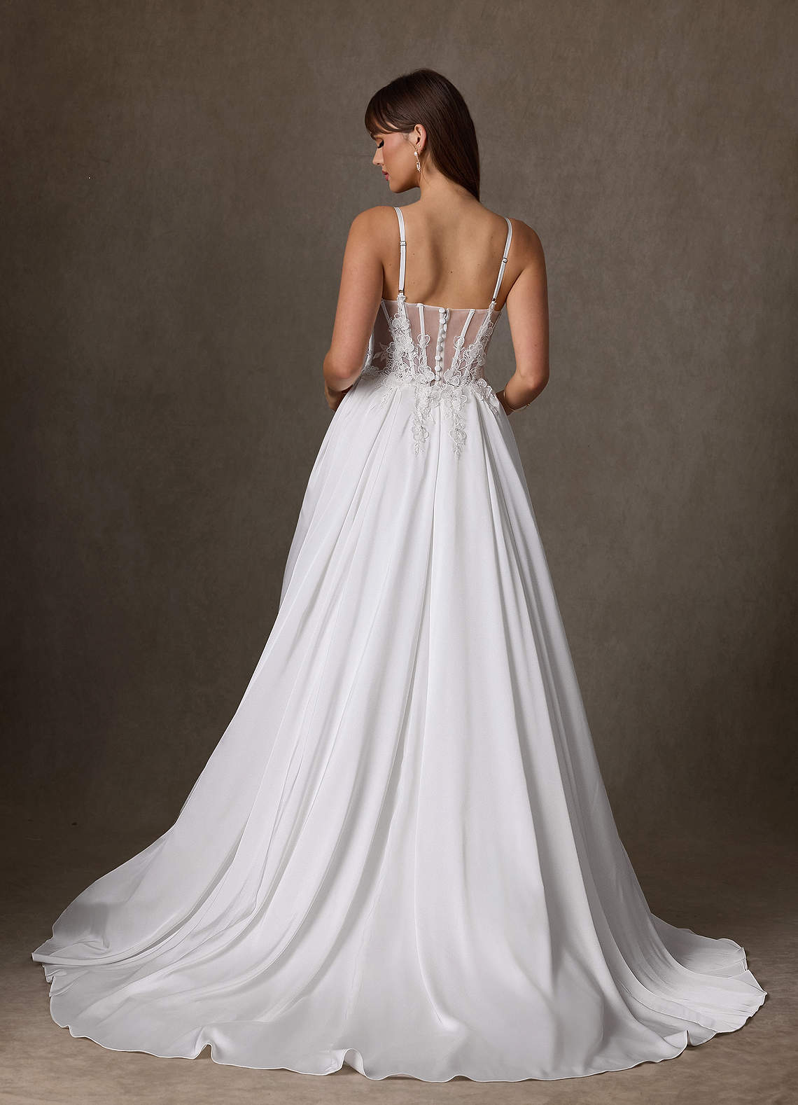 Azazie Sariah Häämekot A-linja Pitsi Joustava satiini Kappelin juna Pukeutua image1