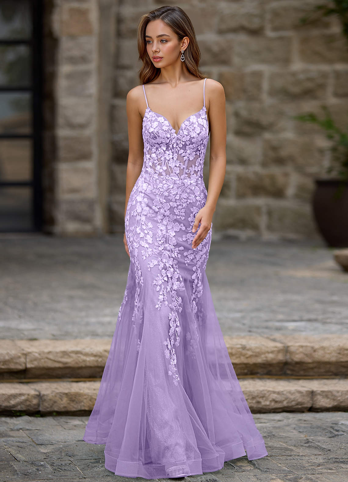 Dentelle Viola Abito da ballo a sirena image1