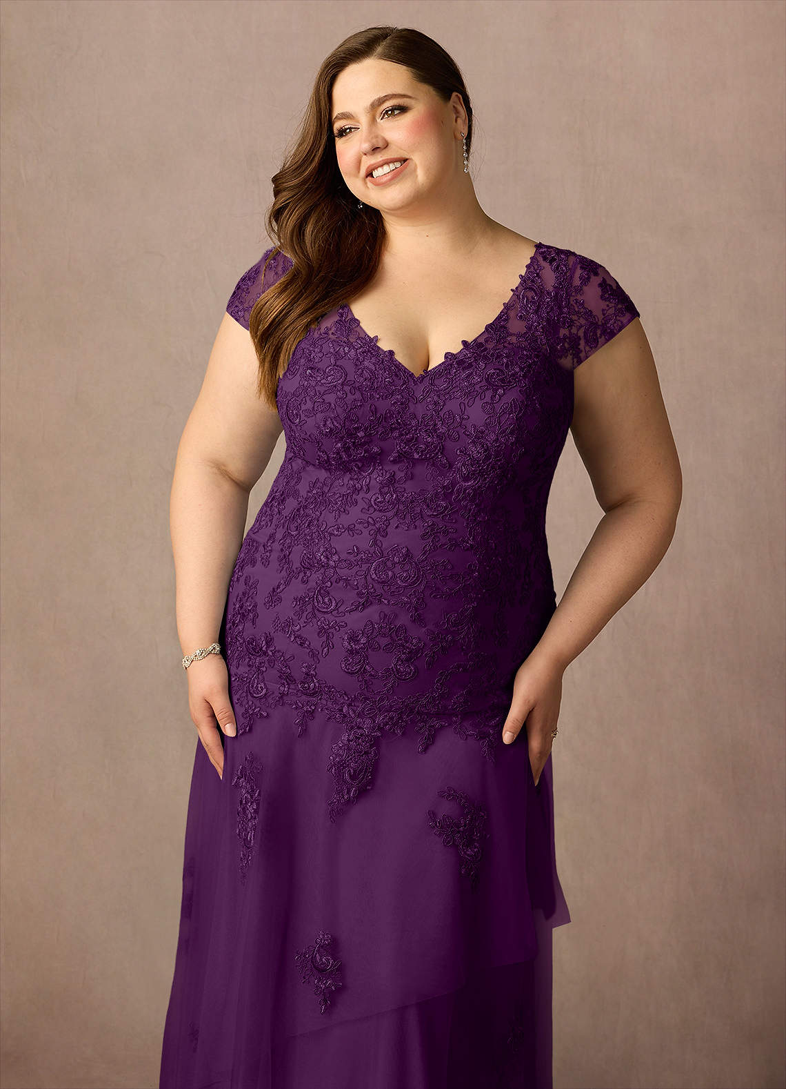 fitted lace wedding dress Zapaka Women Lilac Plus Size Prom Dress with Slit Mermaid Spaghetti Straps Embroidered Plus Size Long Formal Dress, Lilac / US16 main image 1