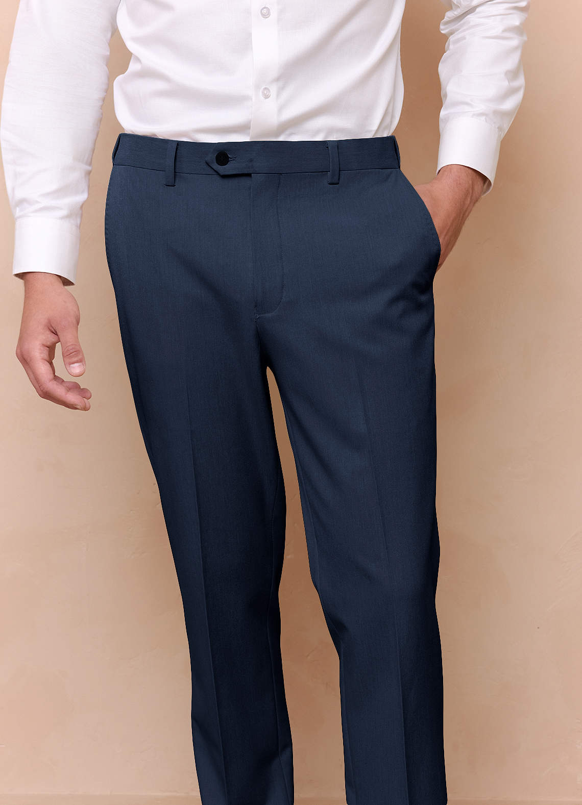 front James Dark Navy Structured Stretch Dress Pants