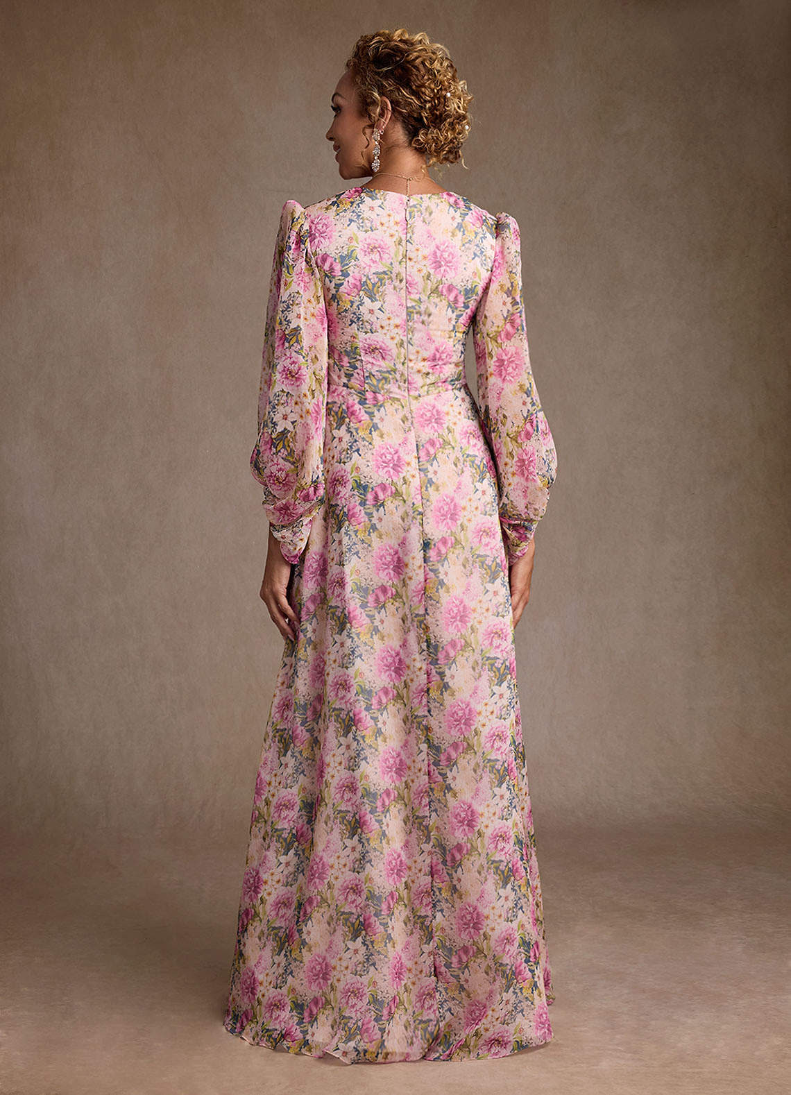 Azazie Marlo Lavender Floral A-Line Pleated Chiffon Dress | Azazie