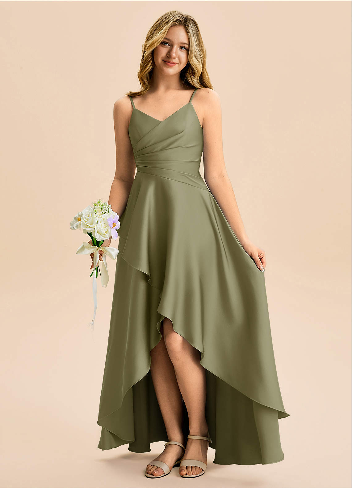 slim fit dress slacks Junior Bridesmaid Dress High-Low Chiffon Gown COCOMELODY B0CJDQ8SB2, Marcia Rose main image 0