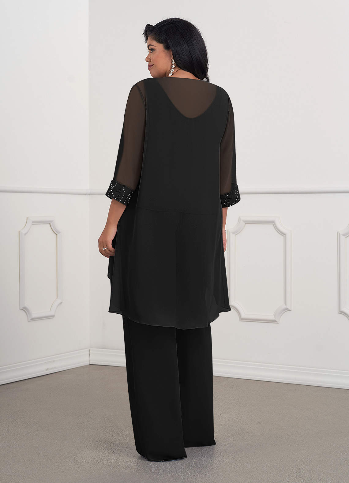 Azazie Maura Mother of the Bride Dresses Black Jumpsuit/Pantsuit Sequins Chiffon Dress image6