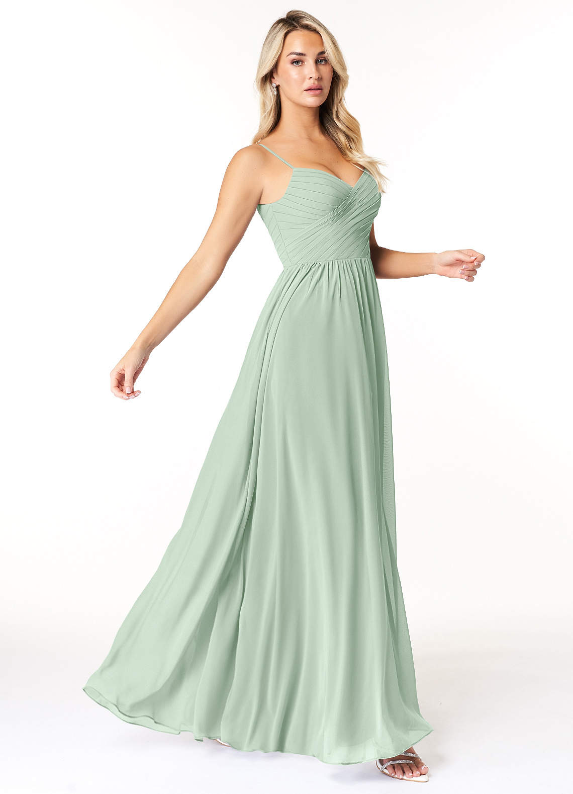 Azazie Lisbon At-home Try On Dresses Agave A-Line Sweetheart Neckline Chiffon Dress image1