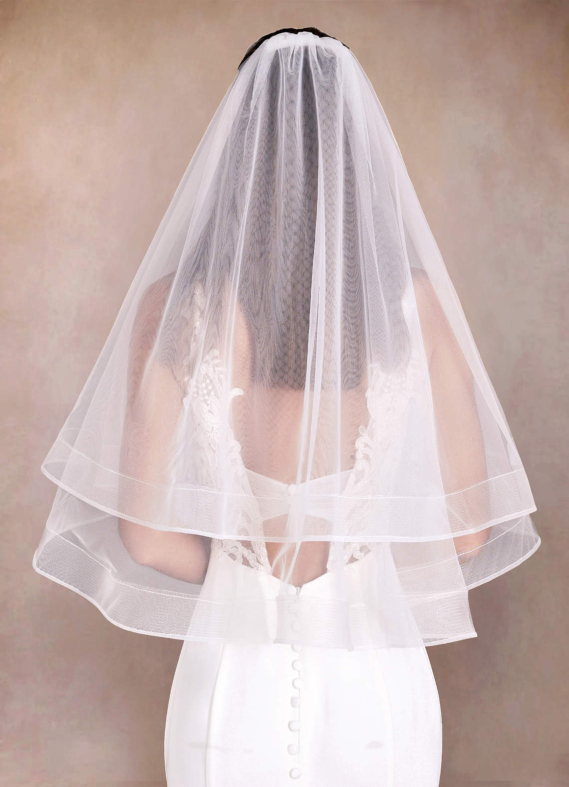 front Richelle Waist Length Veil With Blusher