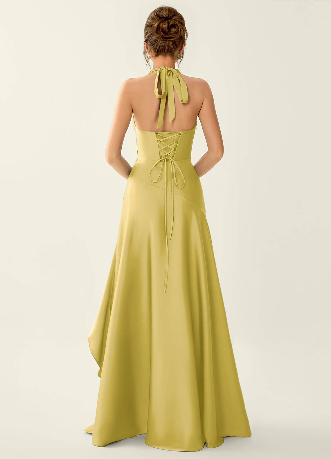 Azazie Pastel Yellow Ruffles V Neck Formal Dress Azazie Pastel Yellow Ruffles V Neck Formal Dress