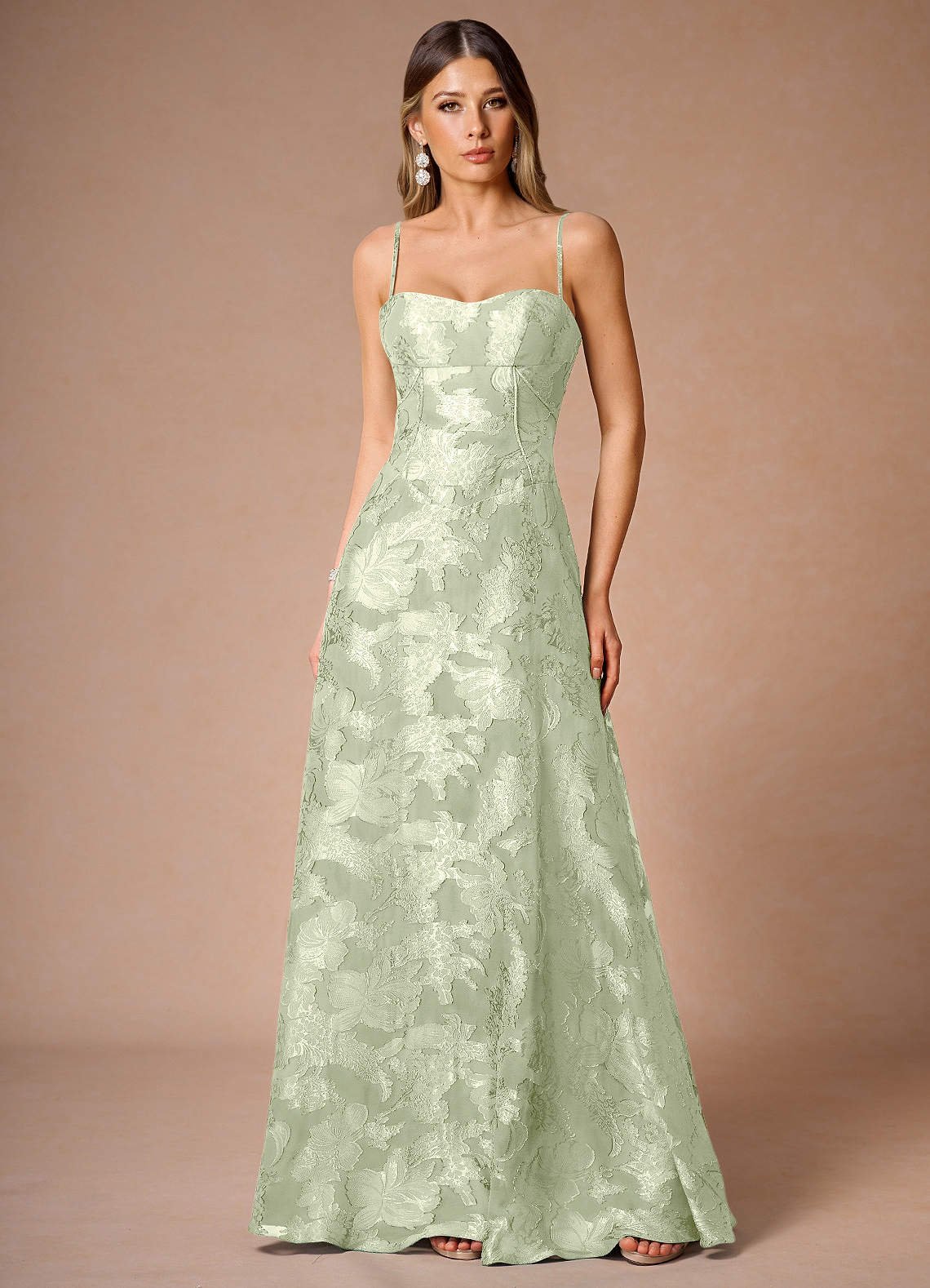 Hollis Light Green Lace Back Maxi Dress image1