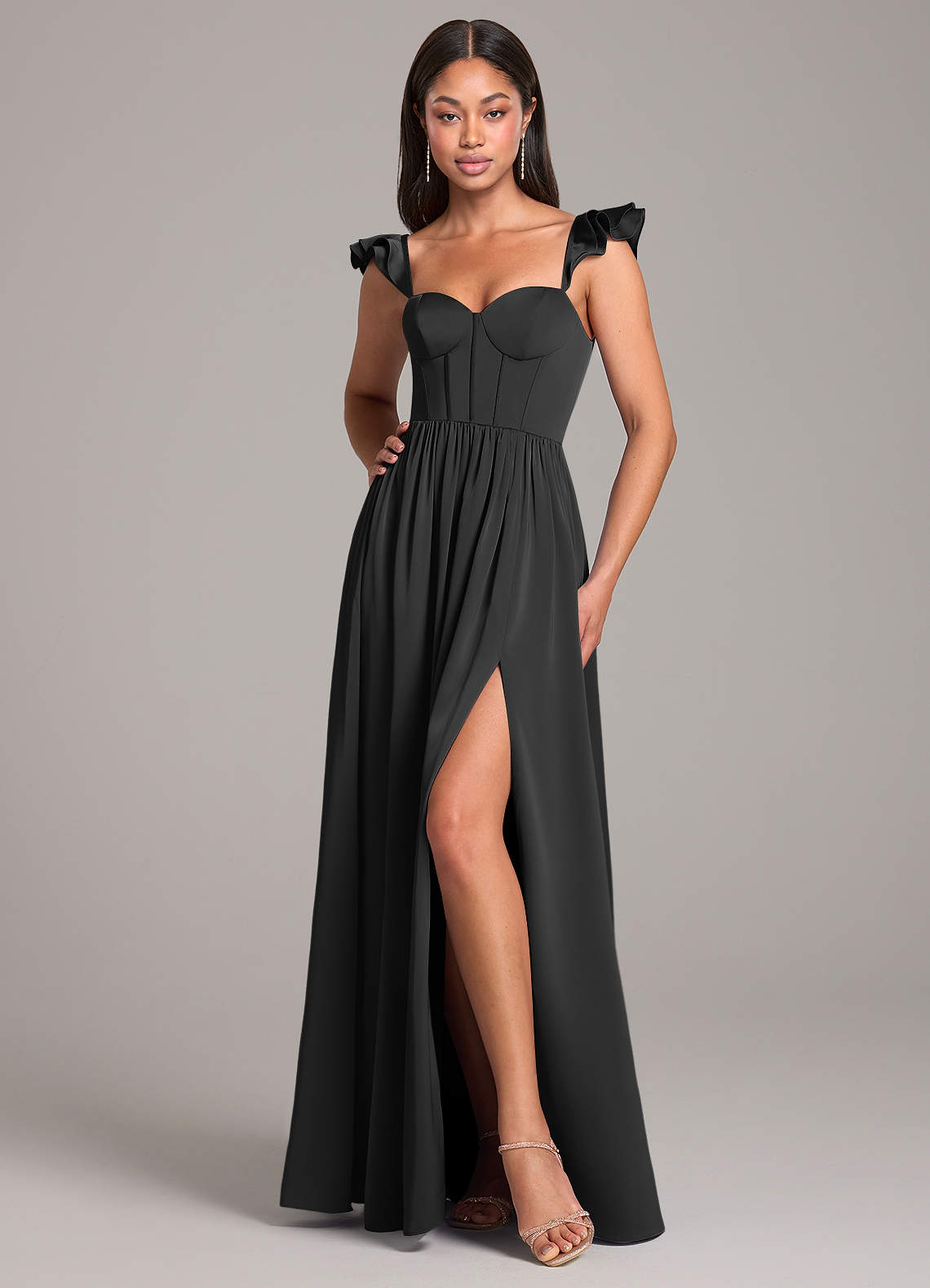 ruched bridesmaid dress long Naeris Timeless One Shoulder Ruched Long Chiffon Bridesmaid Dresses, Champagne