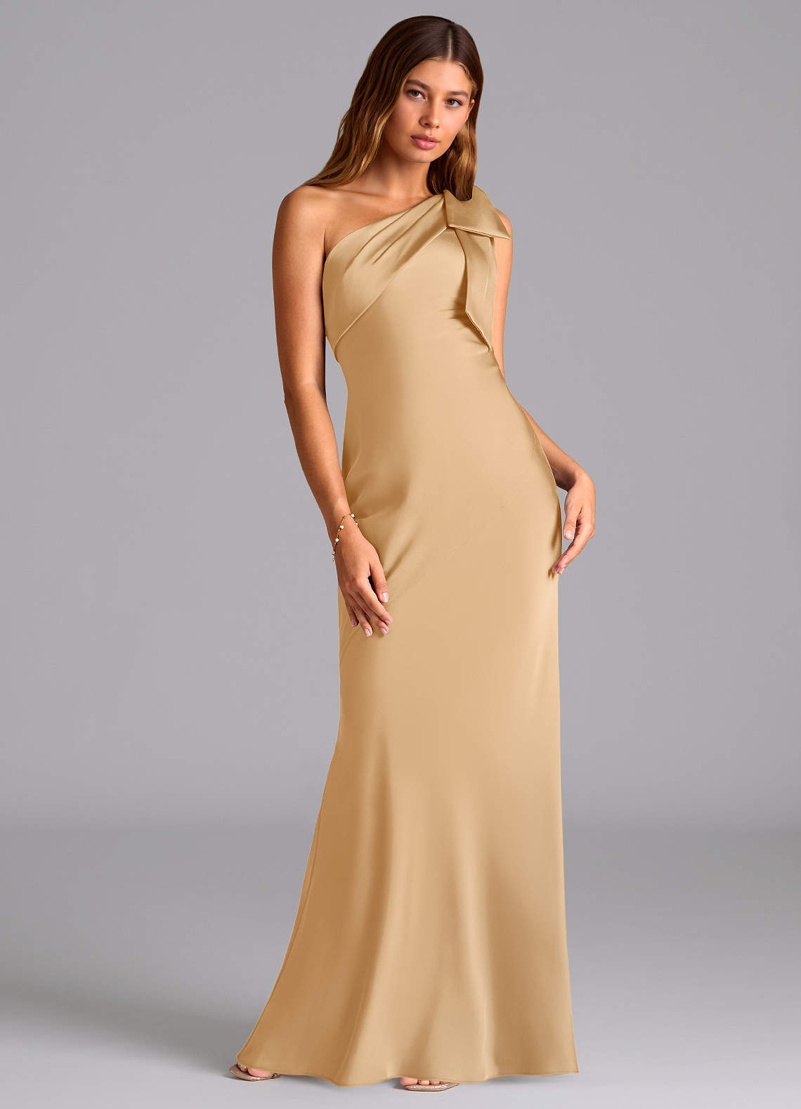 gold one shoulder bridesmaid dresses One Shoulder Pleated Gold Sequin Mermaid Bridesmaid Dress FancyVestido