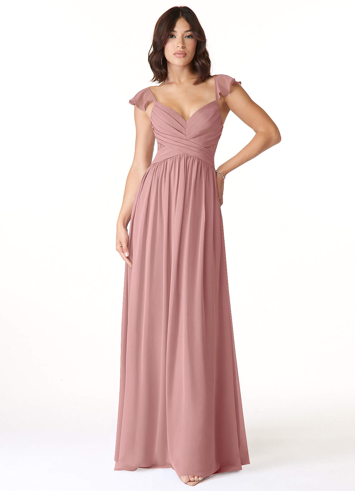 Azazie Lissa Ready to Ship Dusty Rose Chiffon Bridesmaid Dresses