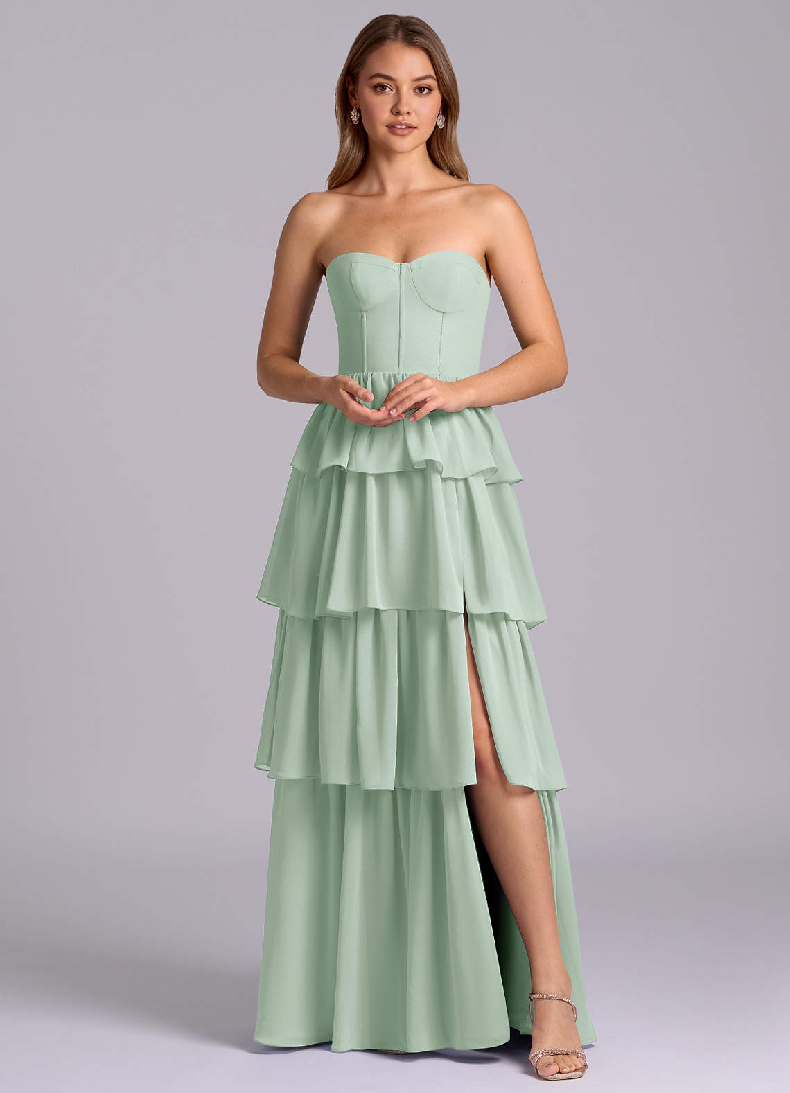 Azazie Faye Agave Chiffon Bridesmaid Dresses | Azazie