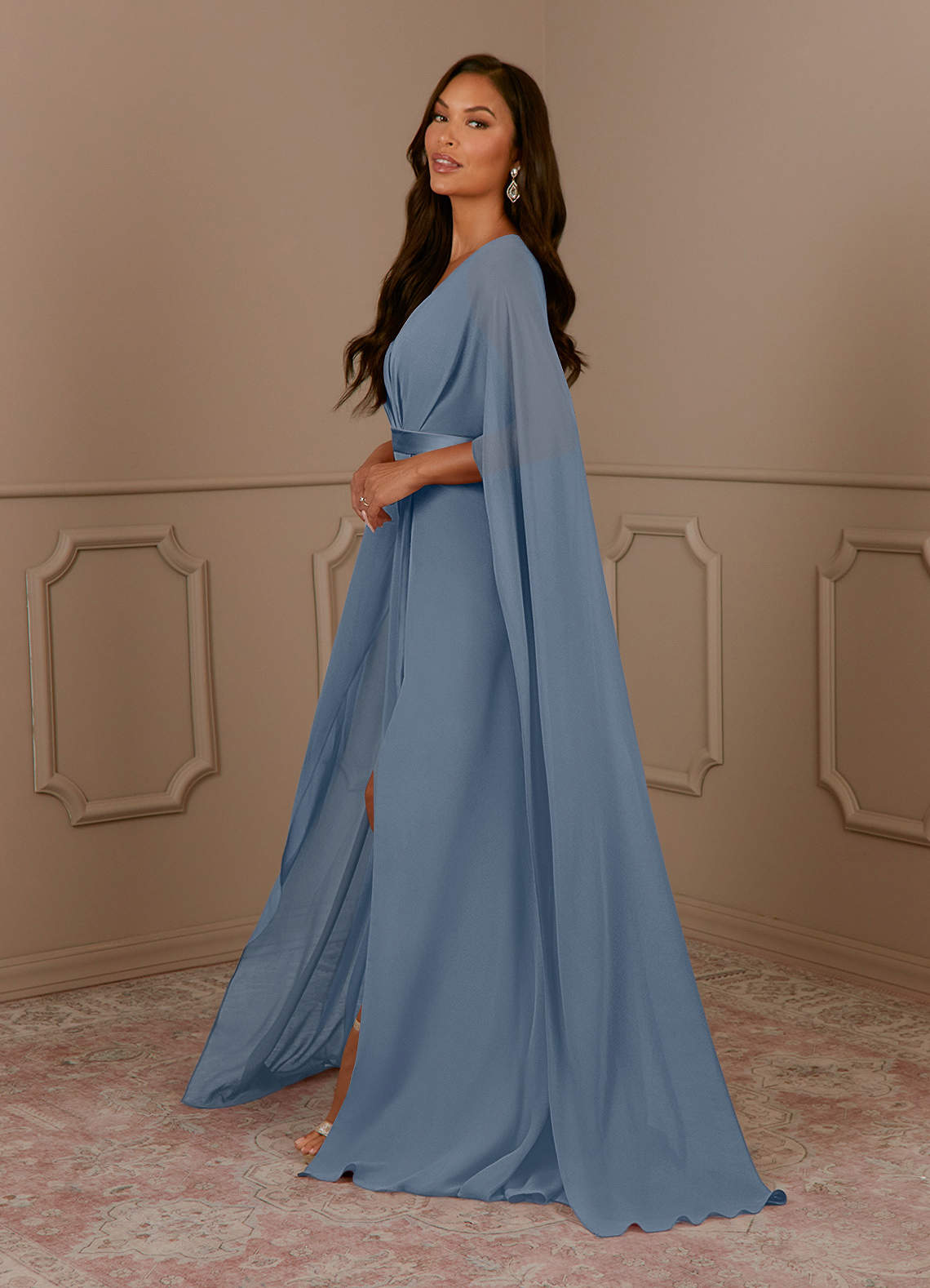 Azazie Isa Mother of the Bride Dresses Twilight A-Line V-Neck Pleated Chiffon Dress image1