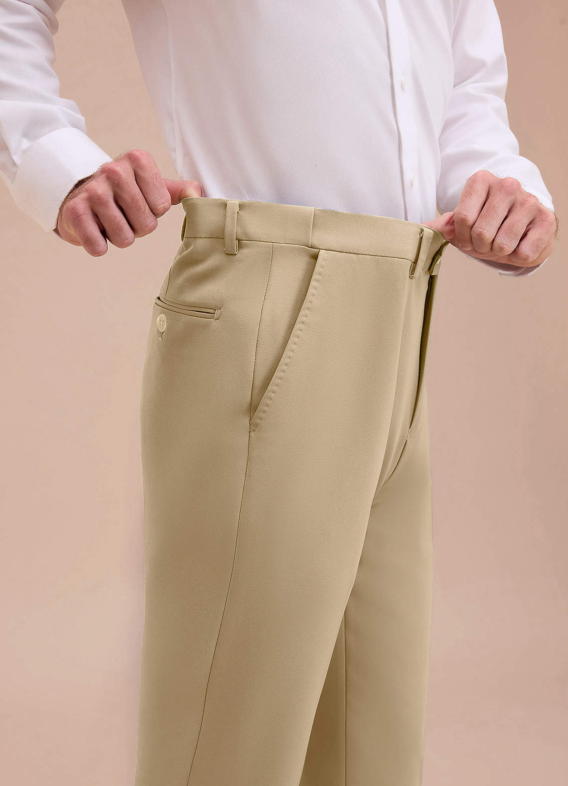 front Ethan Champagne Refined Weave Performance Dress Pants