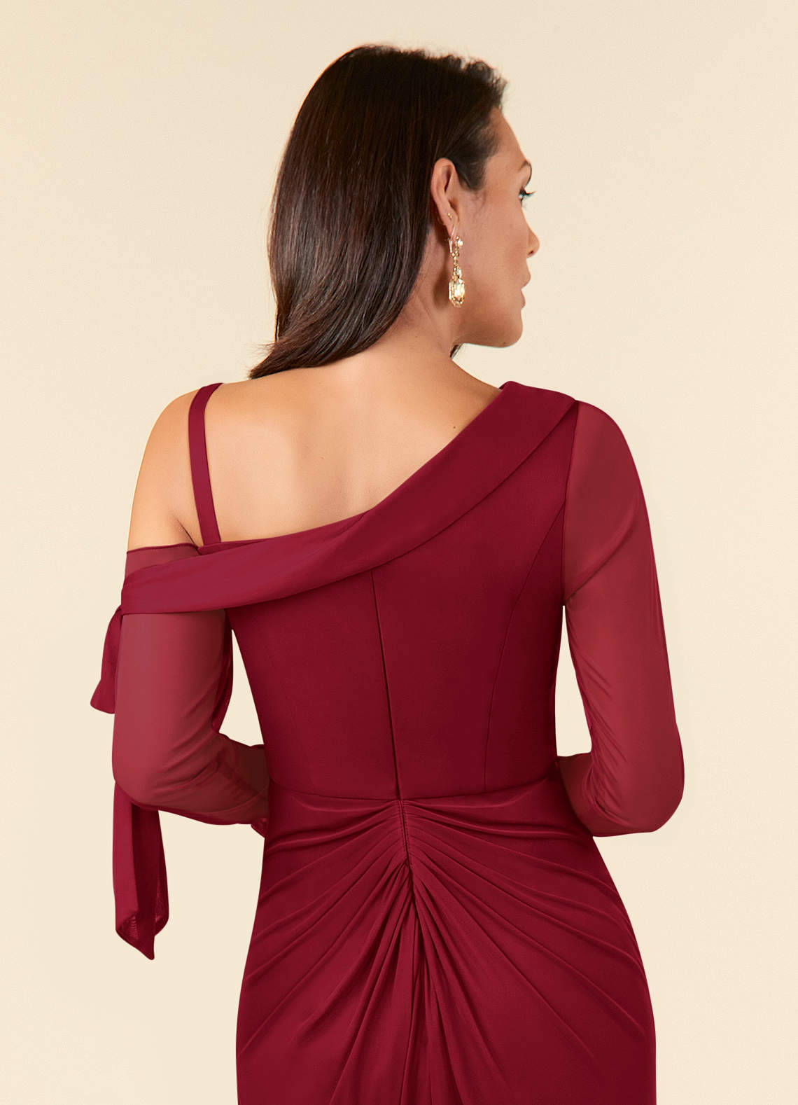 one sleeve burgundy dress Ever-Pretty Glitter One-Shoulder Slit Dress for Glamorous Evenings