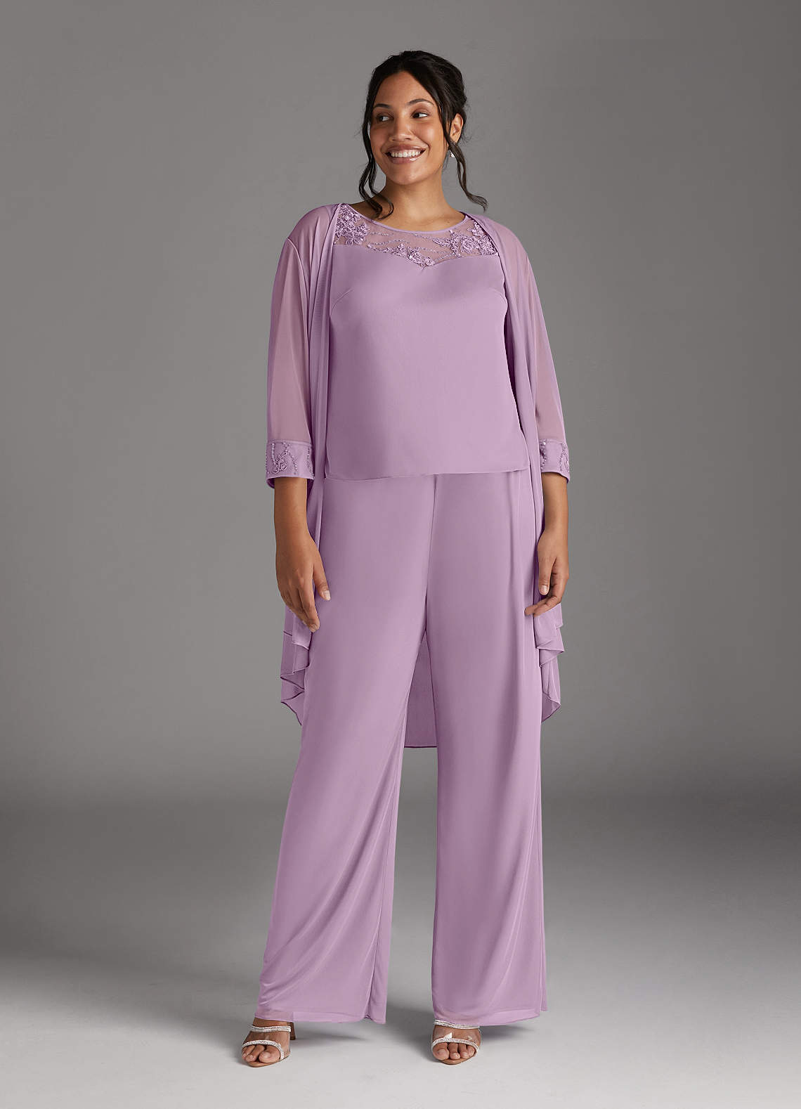 Azazie Frances Kleider für die Brautmutter Overall/Jumpsuit Schaufel Gittergewebe Kleid Blauregen image1