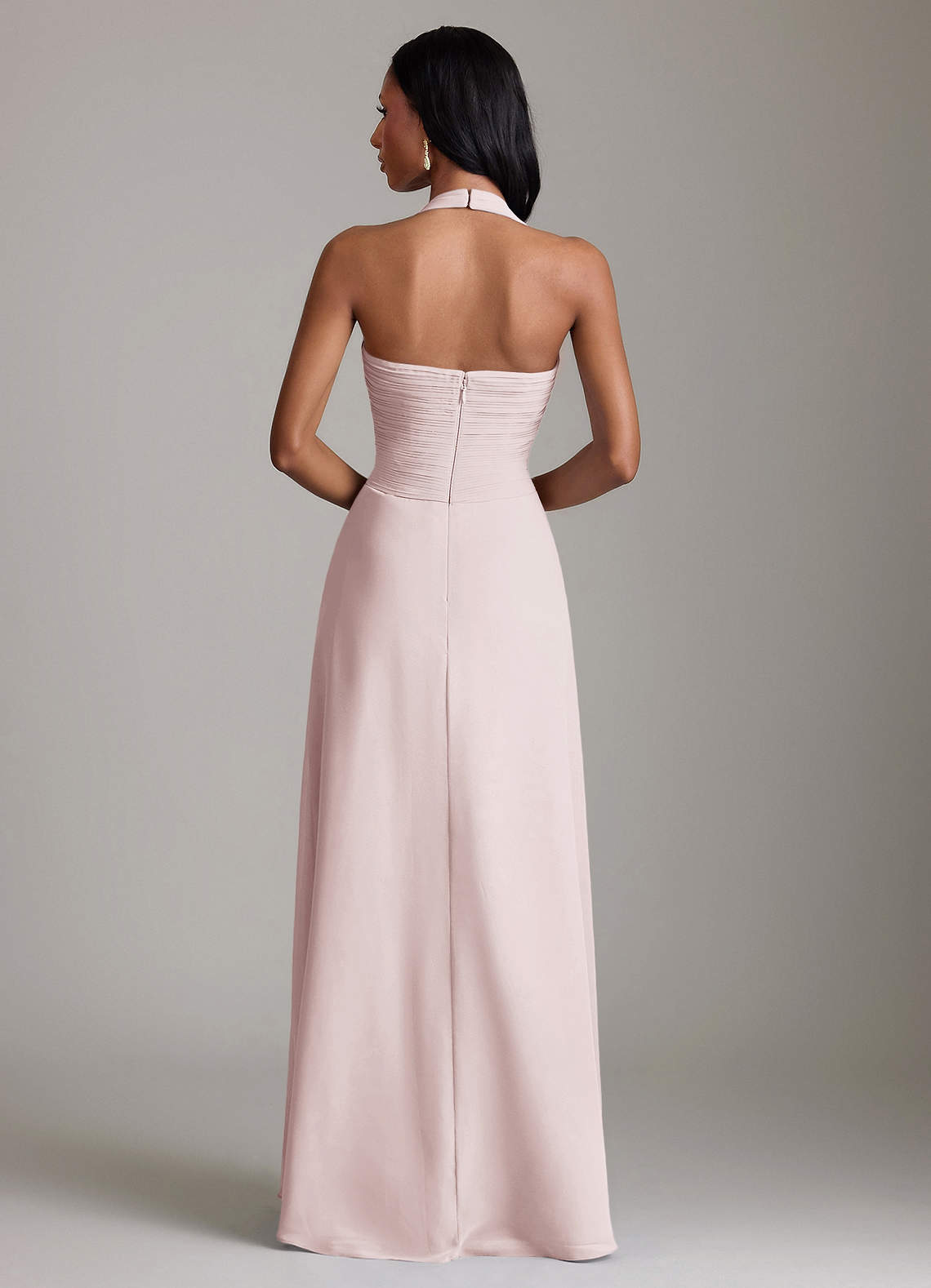 Azazie Clarisa Vestidos de damas de honor Vestido de Rosa Rubor de Gasa de Corte en A con Plisado image1