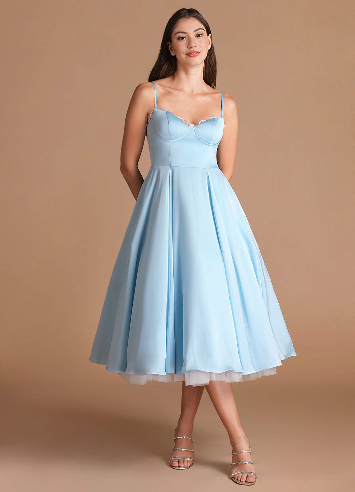 Heiress Sky Blue Midi Dress | Azazie UK