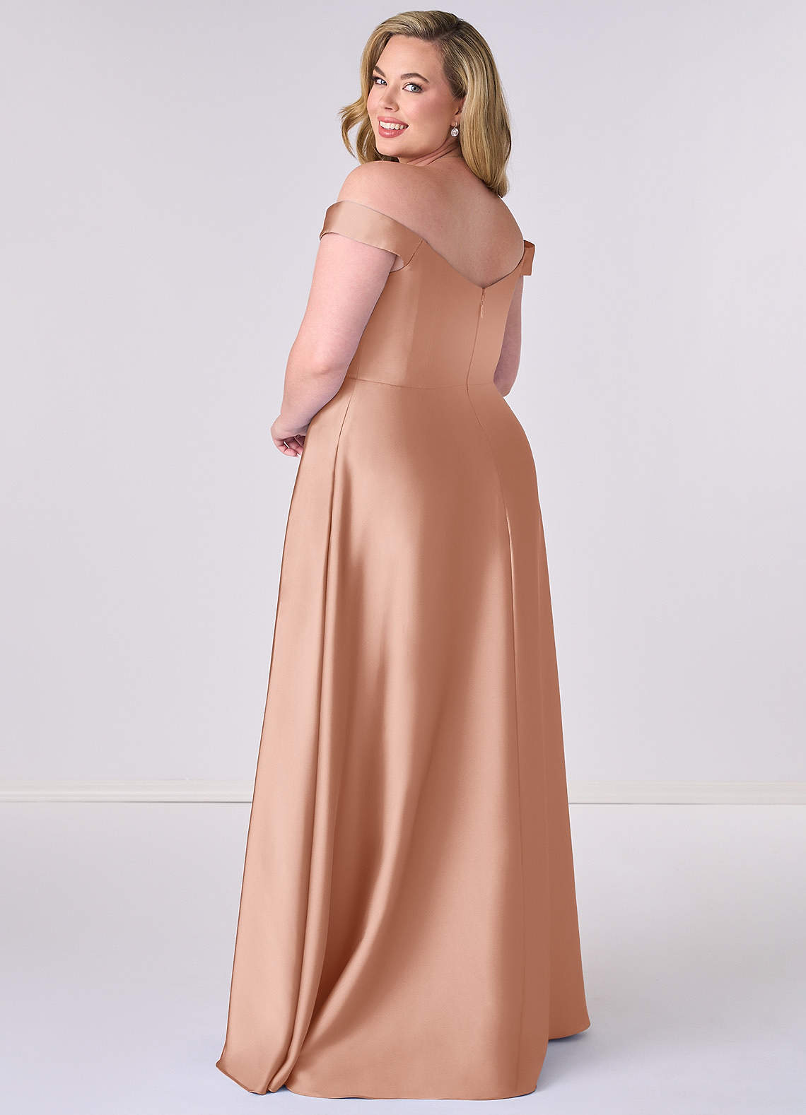 Barbie  AZAZIE 1013 Ready to Ship Rose Gold Stretch Satin Bridesmaid  Dresses | Azazie