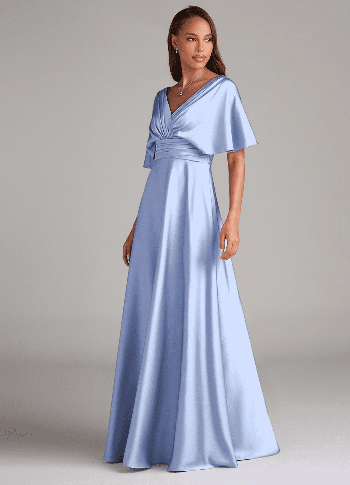 Azazie Pamela Prova klänningar hemma Klänning av A-Linje i Stretch Satin Plisserad Svart image2