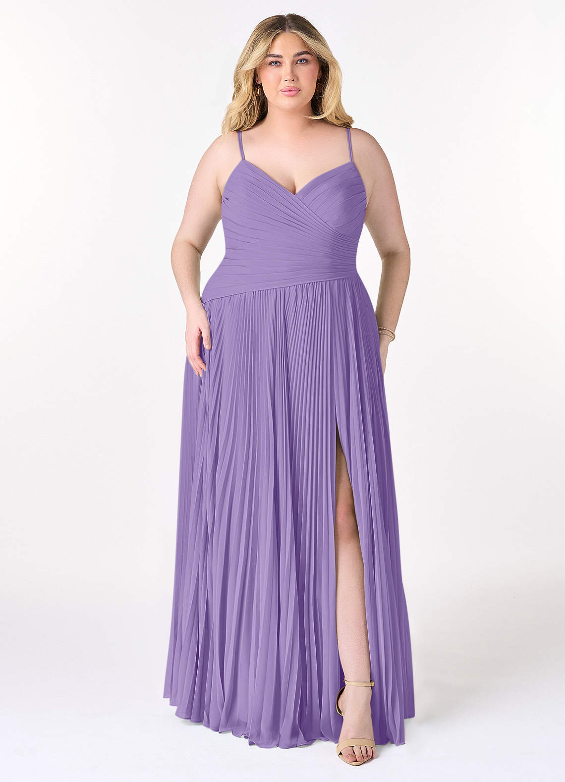 Azazie Vini Bridesmaid Dresses Tahiti A-Line V-Neck Pleated Chiffon Dress image1