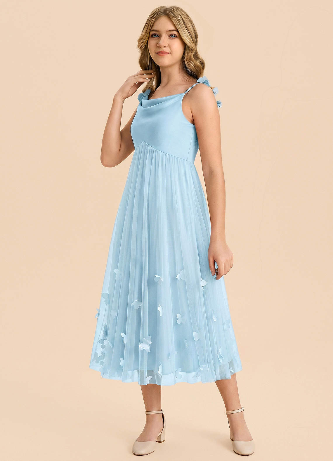 front Azazie Evelyn Junior Formal Dress