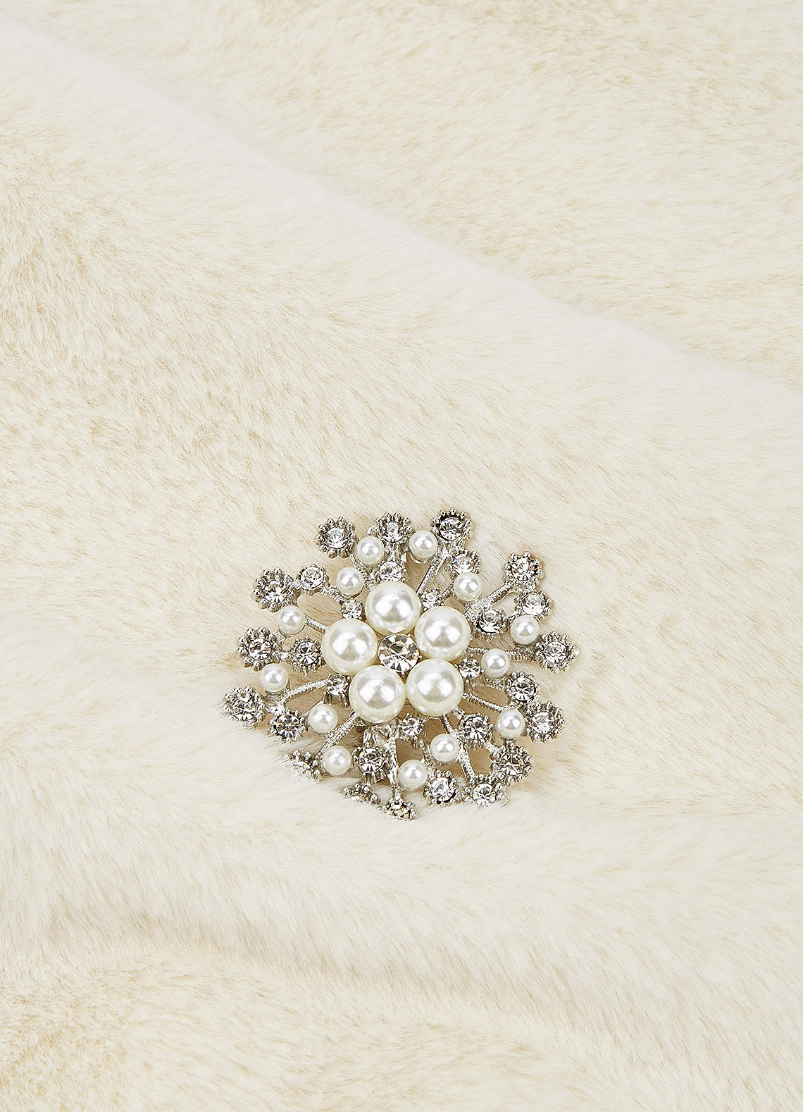 front Brooch Faux Fur Cape